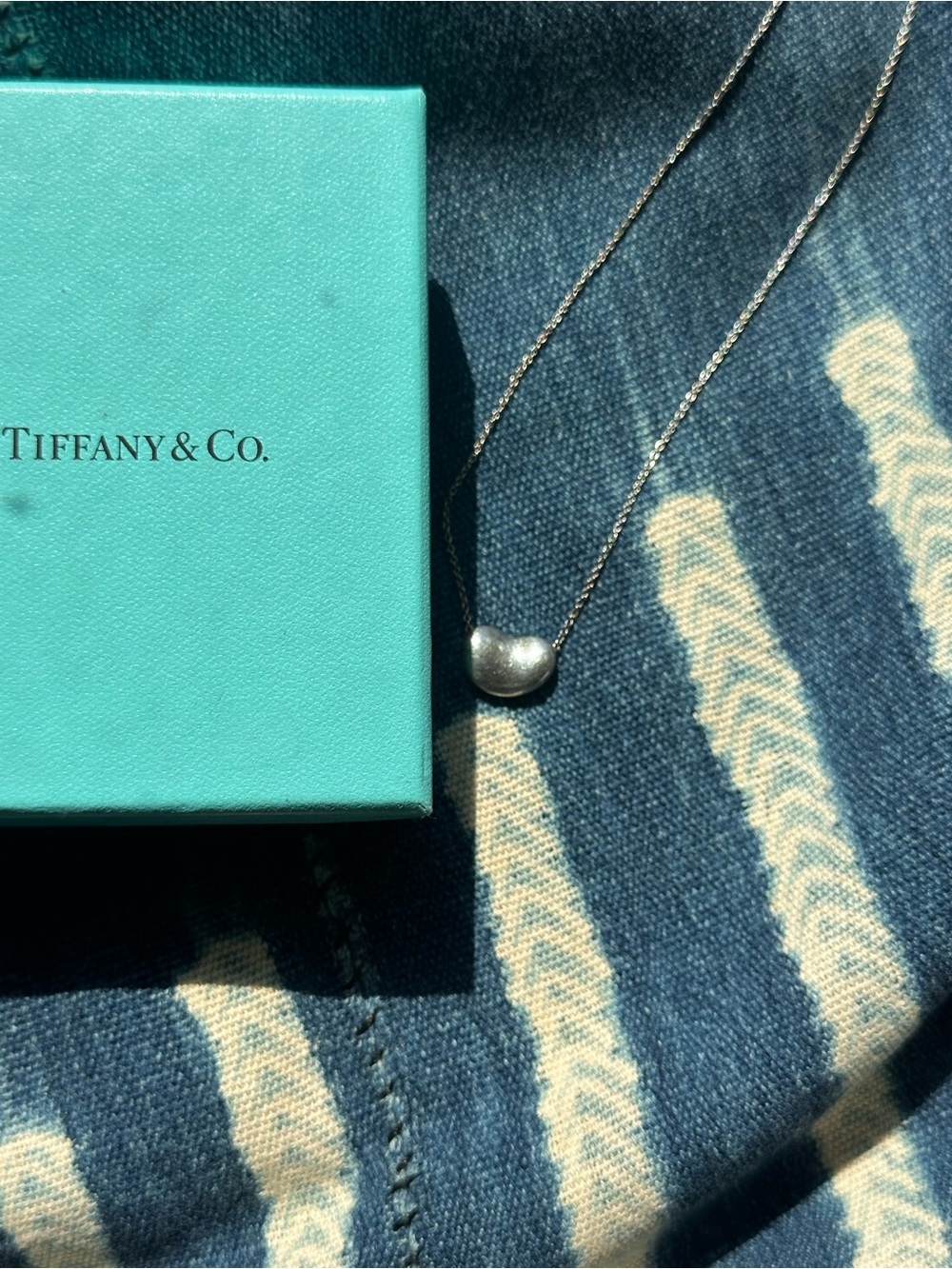 Tiffany & Co. Elsa Peretti Sterling Silver Bean Pendant Necklace - Turquoise - Picture 2 of 15